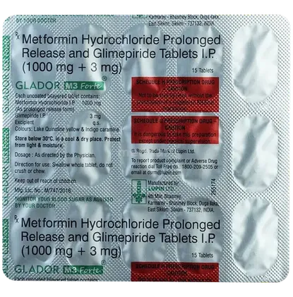 glador m2 forte tablet 15's